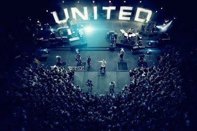 Crew in front of stage